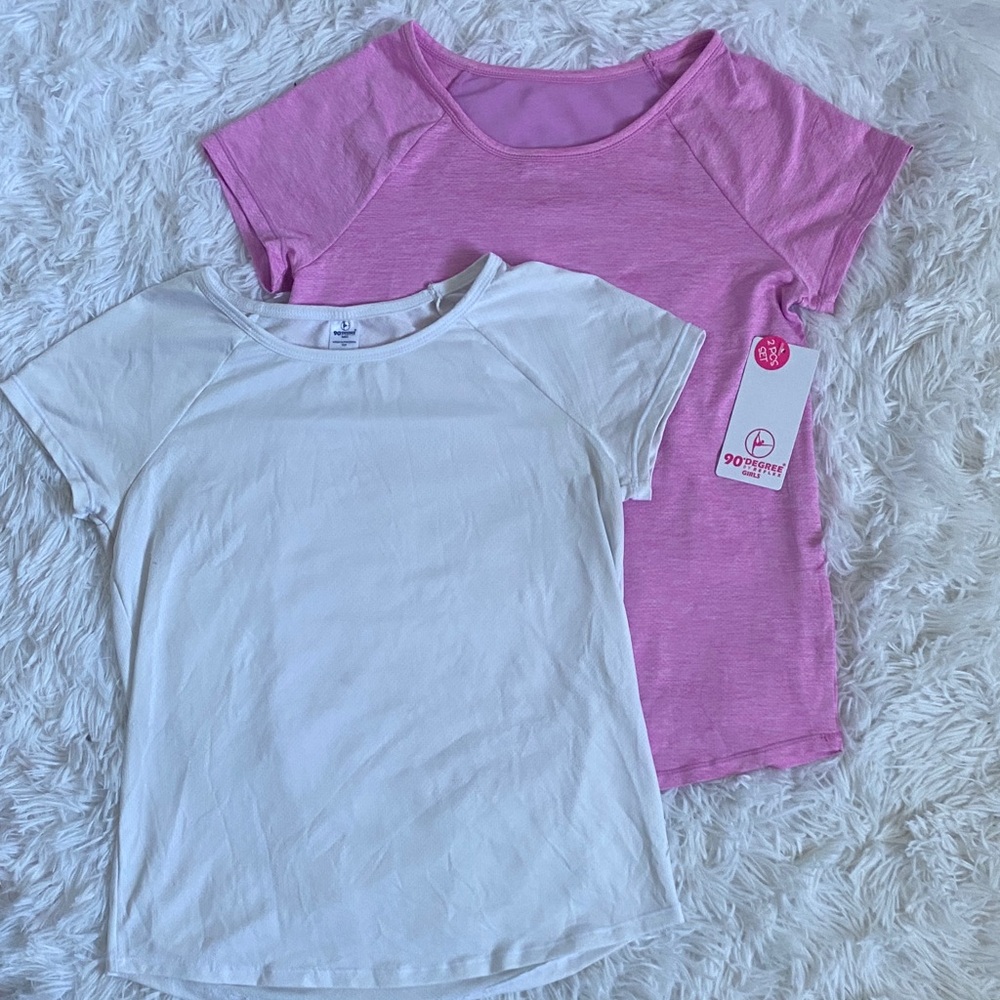 90 Degree By Reflex Pink and White Short Sleeve Tees
